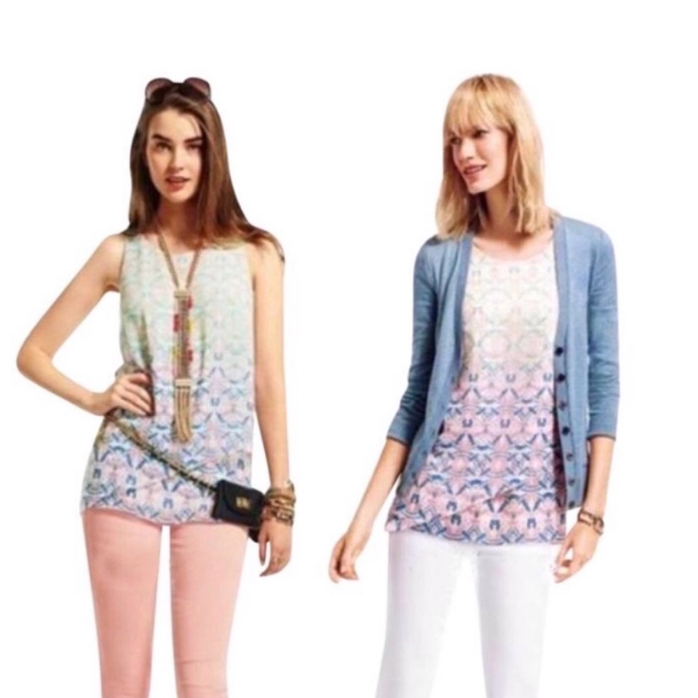 CAbi Heart of CAbi Mosaic Print Tank Top Blouse